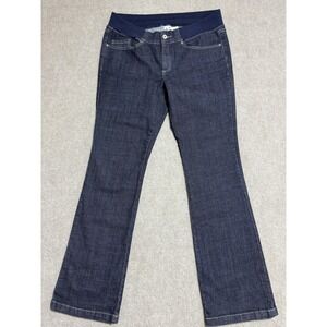 Duo Maternity Jeans Womens Medium Blue Dark Wash Bootcut Stretch Panel Pants‎